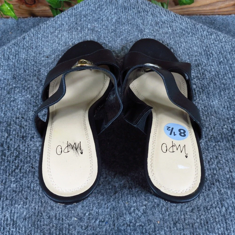 Impo Valmira Women Wedge Sandals Size 8.5 M Dressy Summer Black Gold Hardware